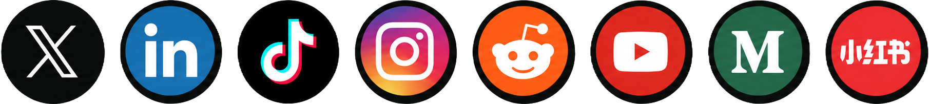 Supported platforms: X, LinkedIn, TikTok, Instagram, Reddit, YouTube, Medium, and Rednote